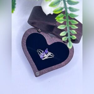 Elegant Silver 925  Ring with Purple Stones